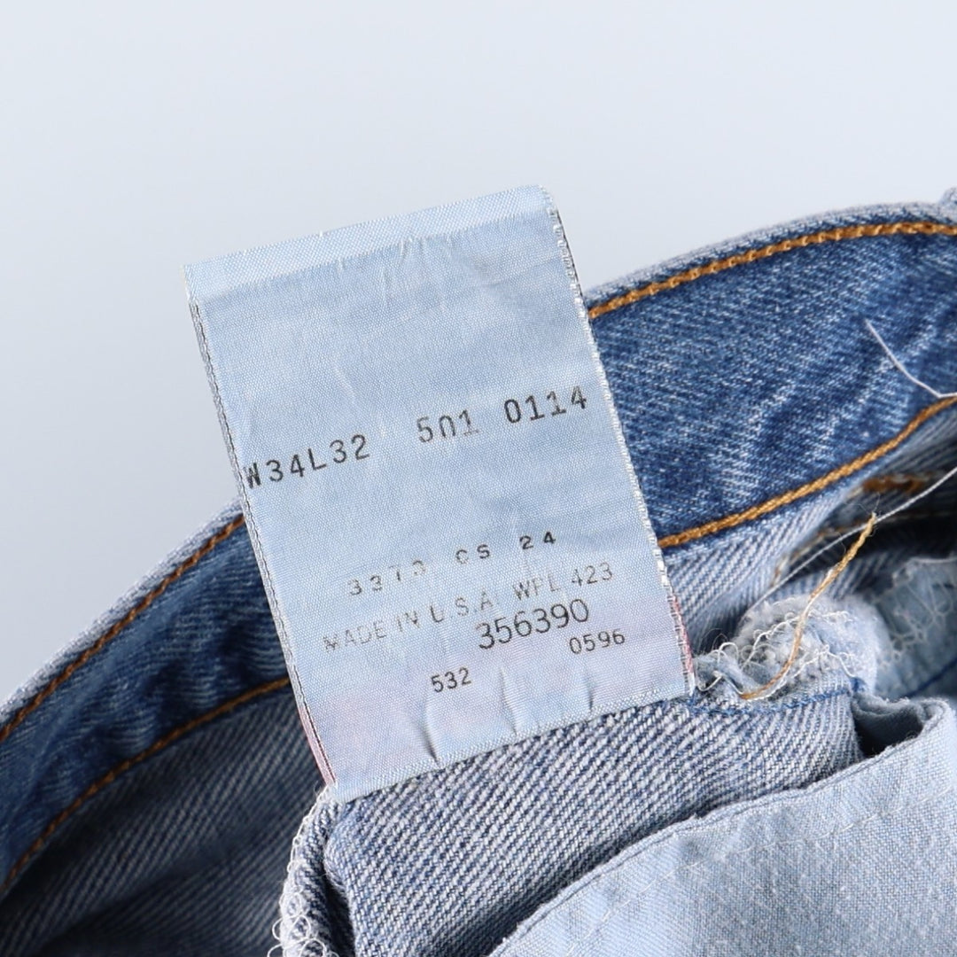 90'S Levi's 501-0114 Straight Denim Pants Made in USA Men's W34 Vintage cotton blue type Vintage Second Hand