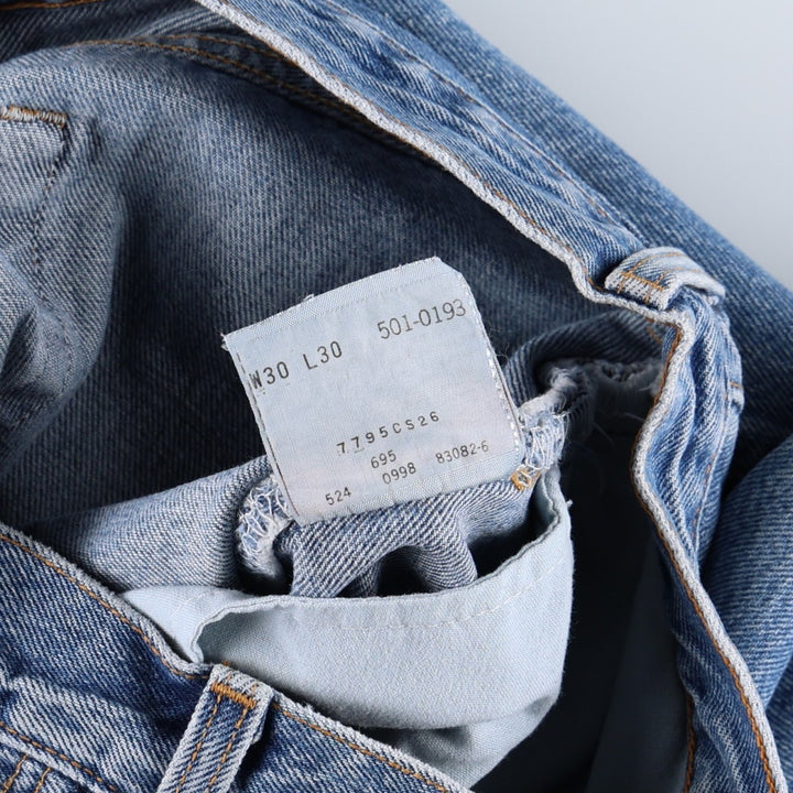 90'S Levi's 501-0193 Straight Denim Pants Made in USA Men's W28 Vintage cotton blue type Vintage Second Hand