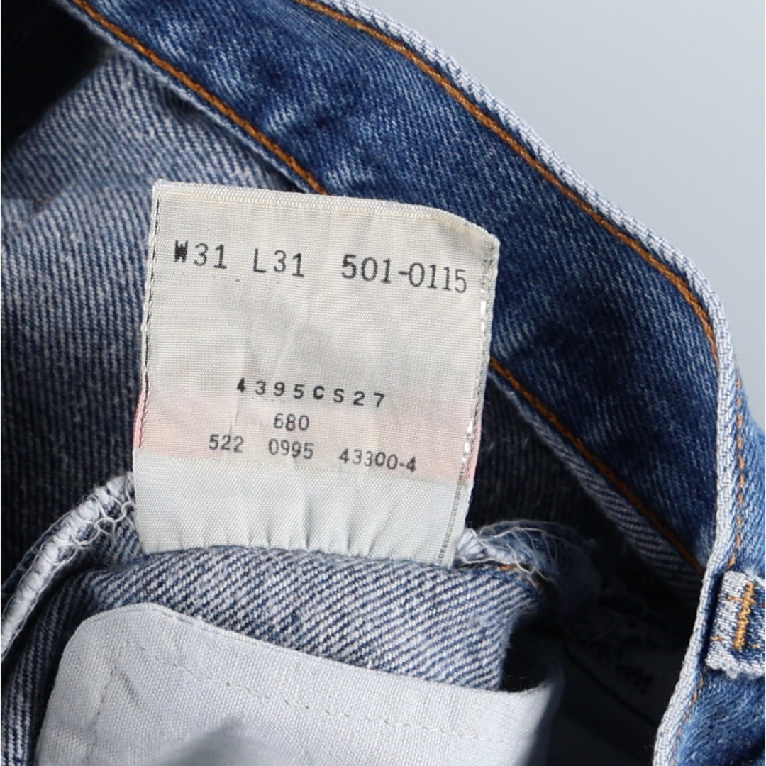 90'S Levi's 501-0115 Straight Denim Pants, Made in USA, Men's, W30, Vintage cotton blue type Vintage Second Hand