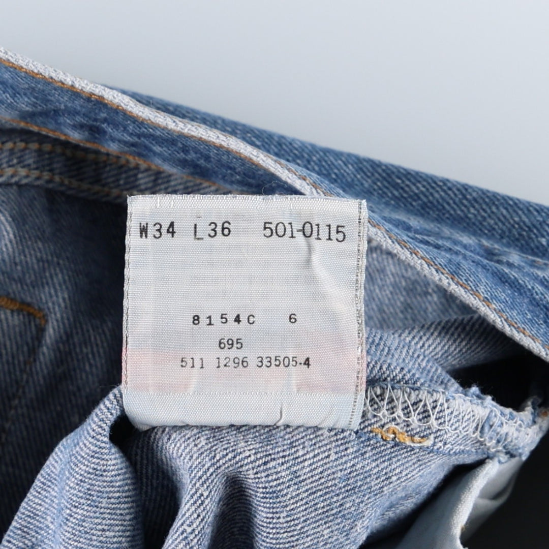 90'S Levi's 501-0115 Straight Denim Pants Made in USA Men's W33 Vintage cotton blue type Vintage Second Hand