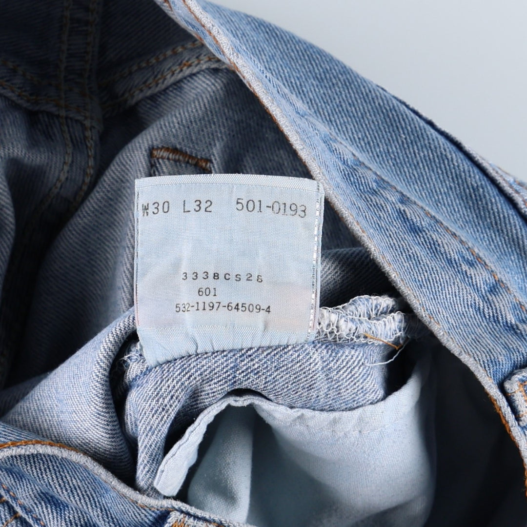 90'S Levi's 501-0193 Straight Denim Pants Made in USA Men's W29 Vintage cotton blue type Vintage Second Hand