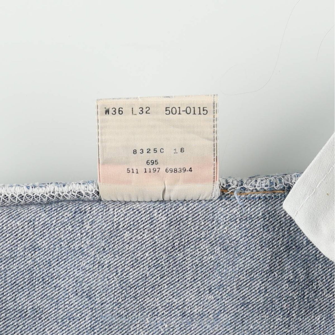 90'S Levi's 501-0115 Straight Denim Pants Made in USA Men's W34 Vintage cotton blue type Vintage Second Hand