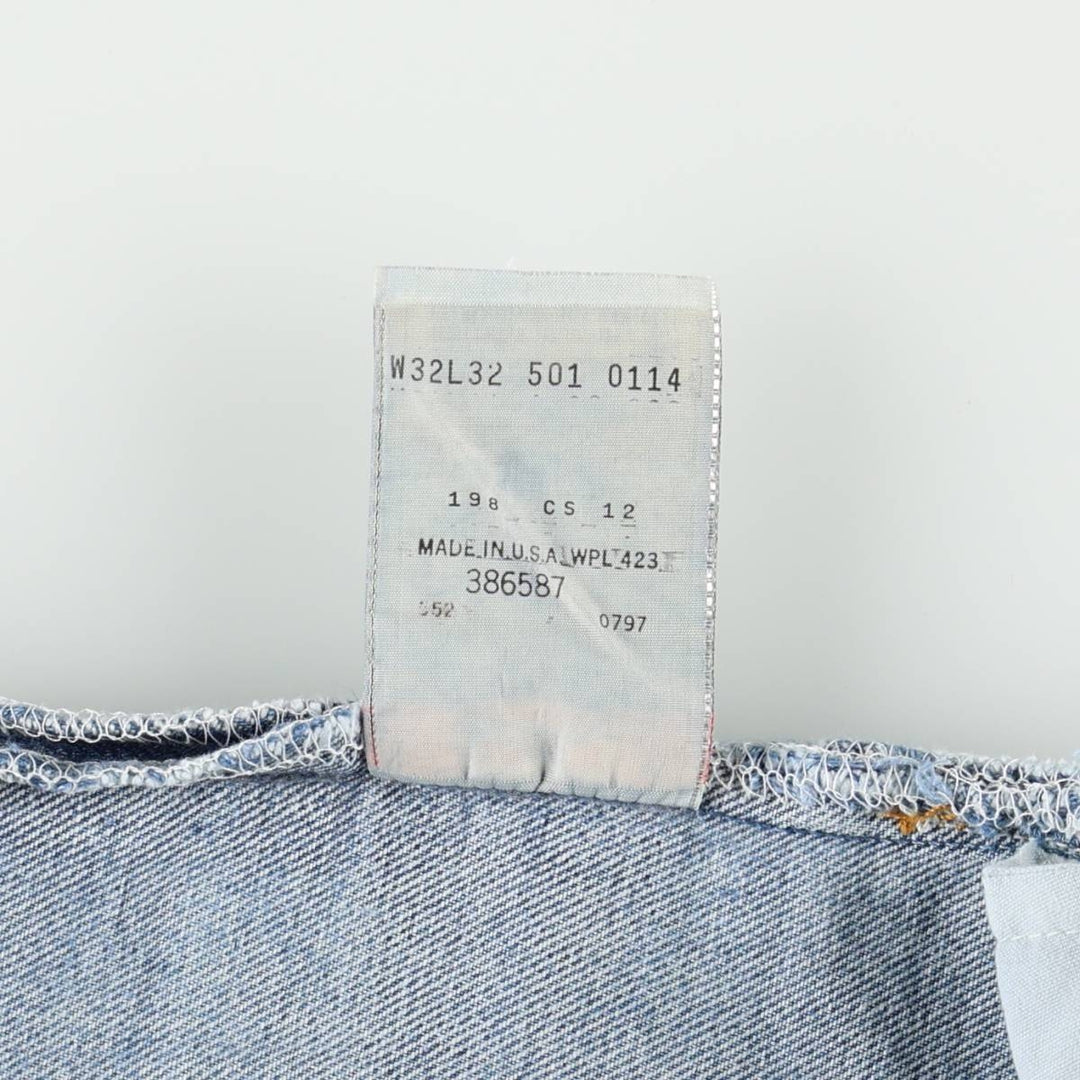 90'S Levi's 501-0114 Straight Denim Pants Made in USA Men's W31 Vintage cotton blue type Vintage Second Hand