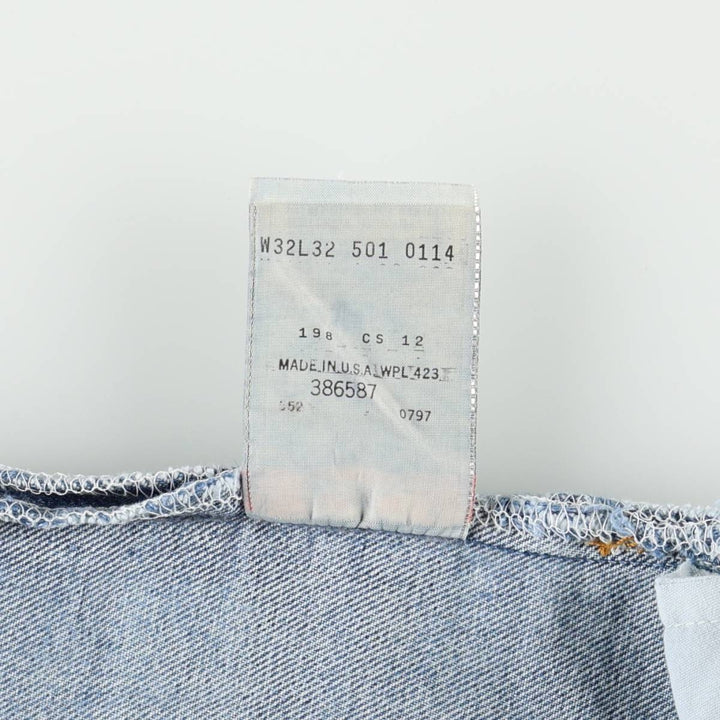90'S Levi's 501-0114 Straight Denim Pants Made in USA Men's W31 Vintage cotton blue type Vintage Second Hand