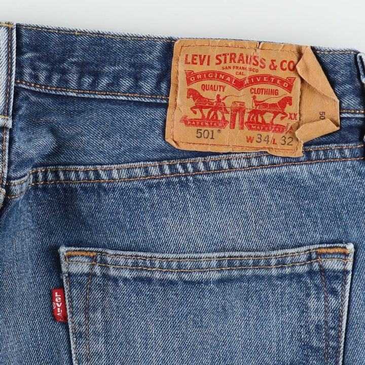 Levi's 501 straight denim pants for men, size W35 cotton blue type Vintage Second Hand