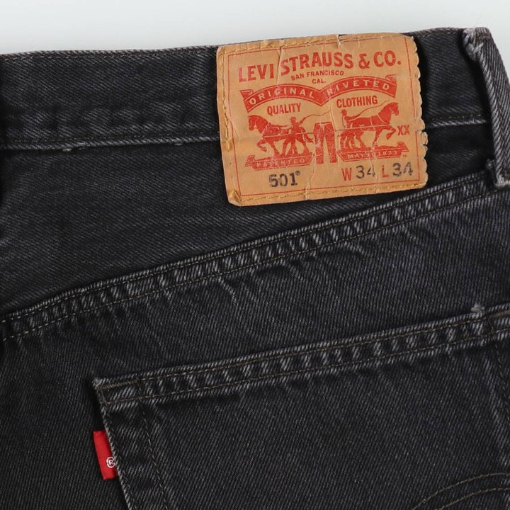 Levi's 501 Black Denim Straight Denim Pants for Men, W33 equivalent cotton black type Vintage Second Hand