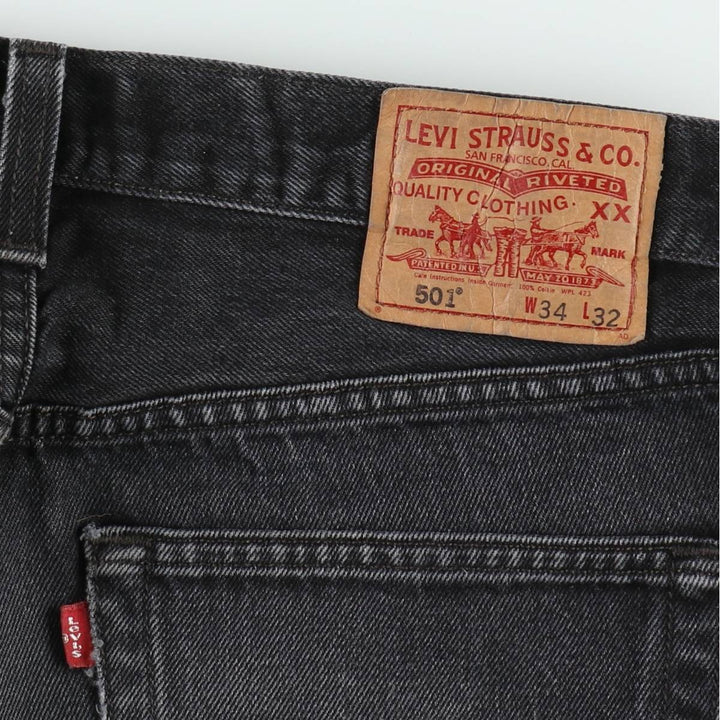 Levi's 501 Black Denim Straight Denim Pants for Men, W34 equivalent cotton black type Vintage Second Hand