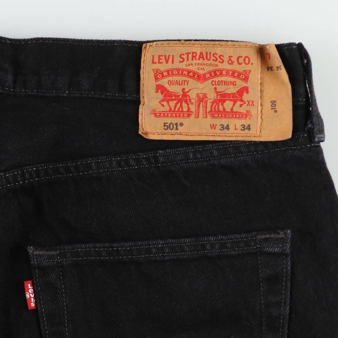 Levi's 501 Black Denim Straight Denim Pants for Men, W34 equivalent cotton black type Vintage Second Hand
