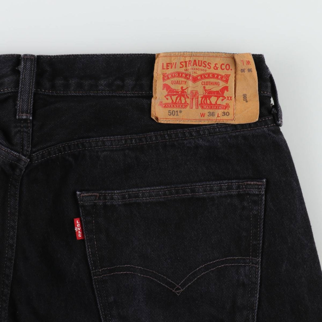 Levi's 501 Euro Model Black Denim Straight Leg Denim Pants, Men's Size 36 cotton black type Vintage Second Hand