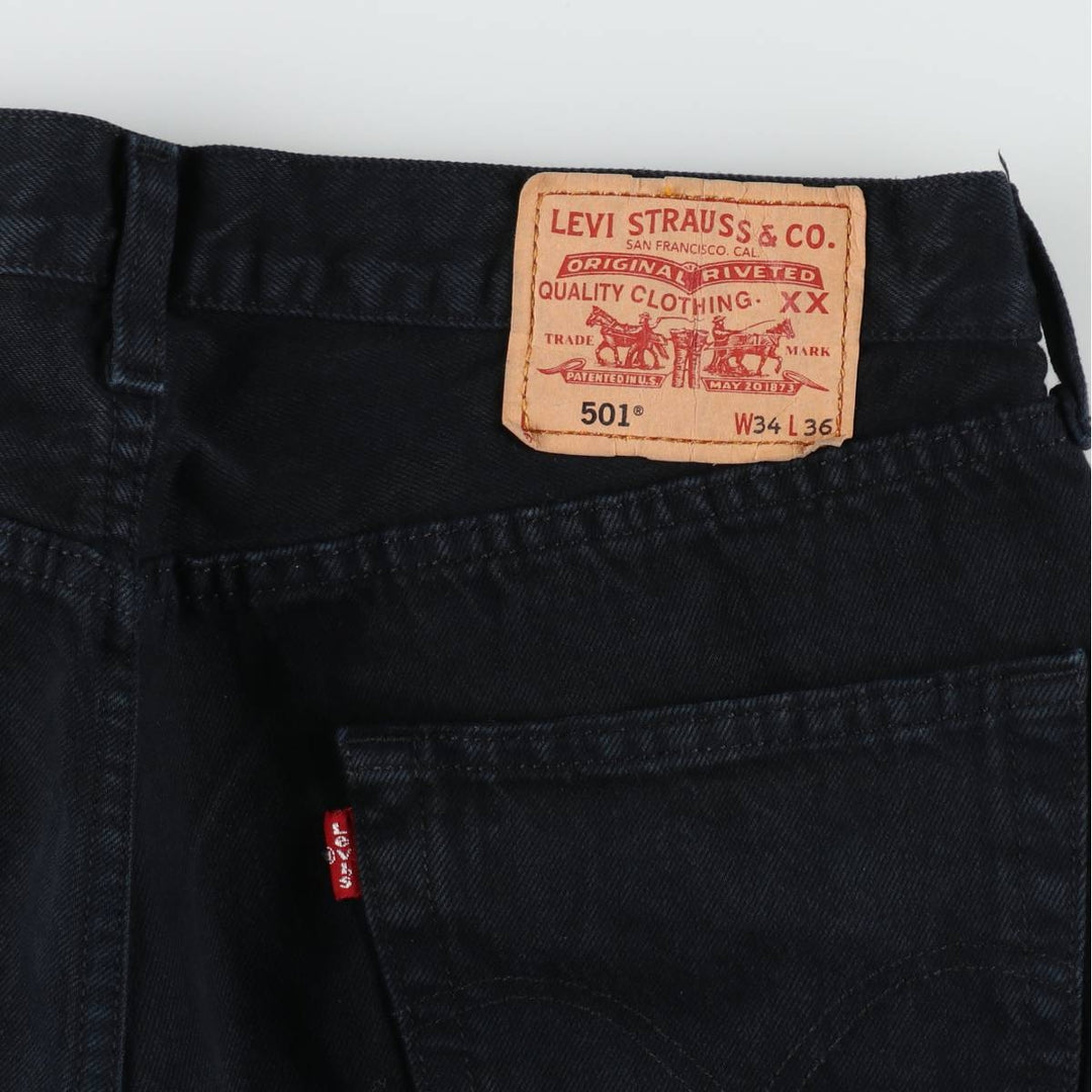 00'S Levi's 00501-0165 Euro model black denim straight denim pants for men size w34 cotton black type Vintage Second Hand