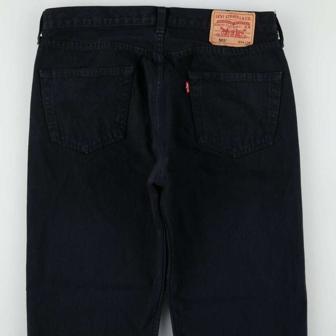 00'S Levi's 00501-0165 Euro model black denim straight denim pants for men size w34 cotton black type Vintage Second Hand