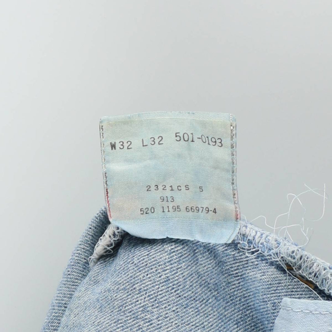 90'S Levi's 501-0193 Straight Denim Pants Made in USA Men's W31 Vintage cotton blue type Vintage Second Hand