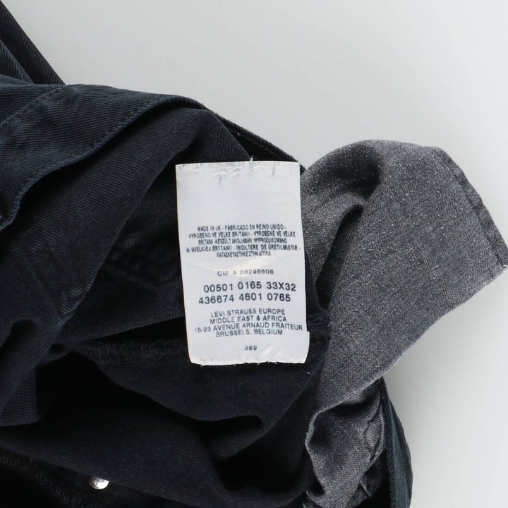 2000'S Levi's 00501-0165 Euro Model Black Denim Straight Leg Jeans, Made in England, Men's W32 (approx.) cotton black type Vintage Second Hand