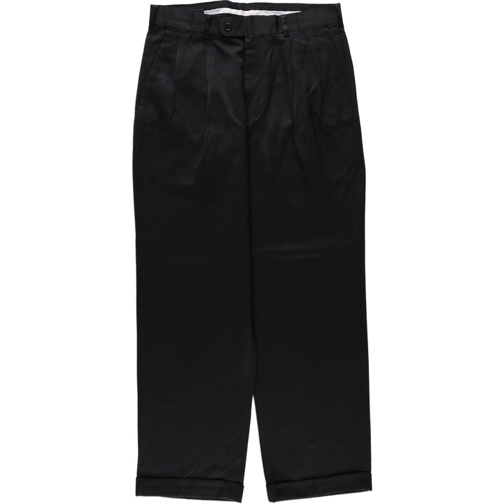 Perry Ellis PERRY ELLIS PORTFOLIO Two-pleat Slacks Men's Size W33 polyester black type Vintage Second Hand