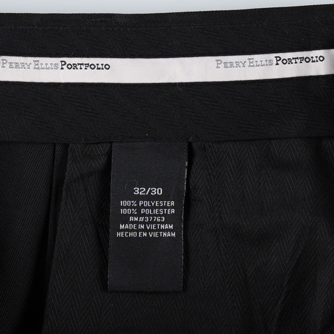 Perry Ellis PERRY ELLIS PORTFOLIO Two-pleat Slacks Men's Size W33 polyester black type Vintage Second Hand