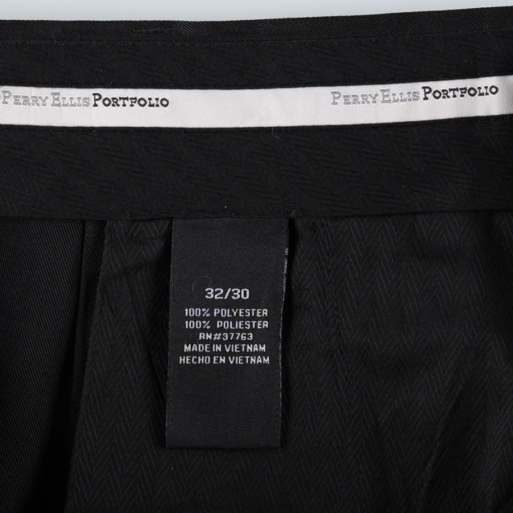 Perry Ellis PERRY ELLIS PORTFOLIO Two-pleat Slacks Men's Size W33 polyester black type Vintage Second Hand