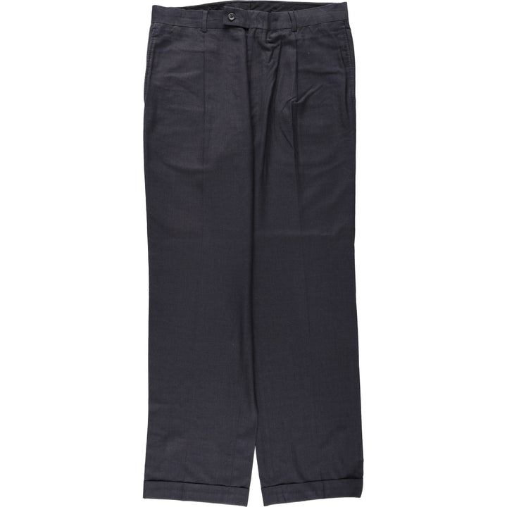 GEOFFREY BEENE One-tuck Slacks Pants Men's W34 (approx.) polyester Charcoal Vintage Second Hand