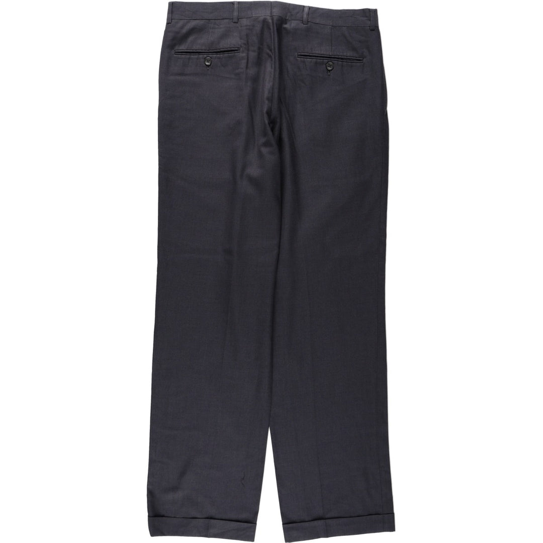 GEOFFREY BEENE One-tuck Slacks Pants Men's W34 (approx.) polyester Charcoal Vintage Second Hand