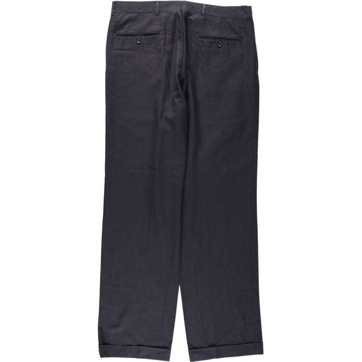 GEOFFREY BEENE One-tuck Slacks Pants Men's W34 (approx.) polyester Charcoal Vintage Second Hand