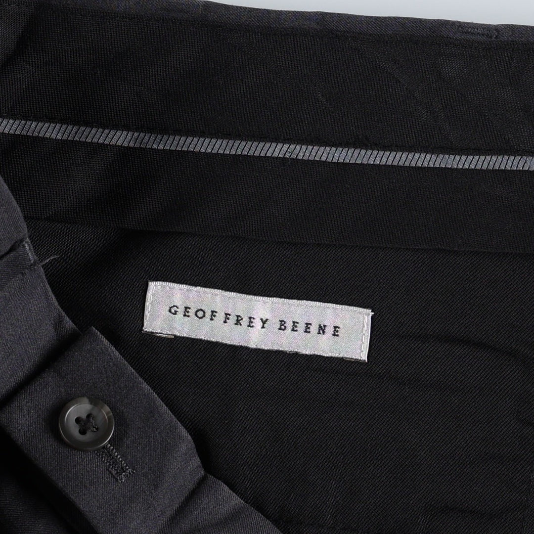 GEOFFREY BEENE One-tuck Slacks Pants Men's W34 (approx.) polyester Charcoal Vintage Second Hand