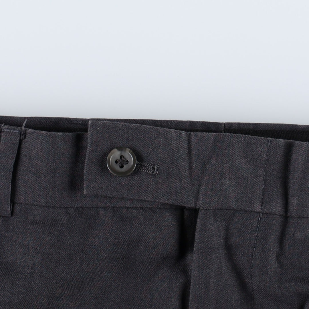 GEOFFREY BEENE One-tuck Slacks Pants Men's W34 (approx.) polyester Charcoal Vintage Second Hand