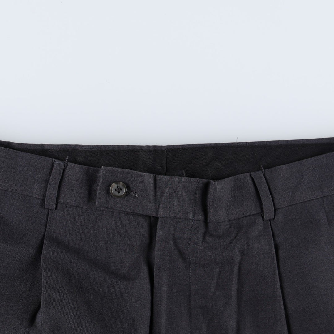 GEOFFREY BEENE One-tuck Slacks Pants Men's W34 (approx.) polyester Charcoal Vintage Second Hand