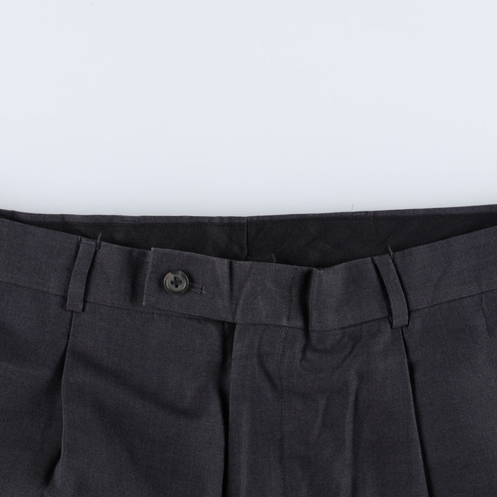 GEOFFREY BEENE One-tuck Slacks Pants Men's W34 (approx.) polyester Charcoal Vintage Second Hand
