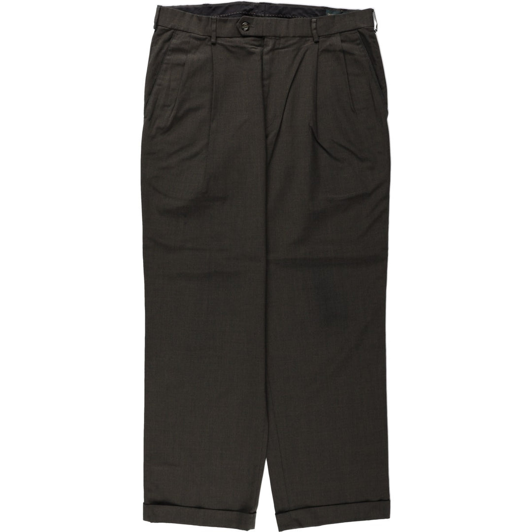 2000'S Dockers Premium Two-Pleat Poly/Wool Pants, Men's Size W35 (approx.) polyester Khaki type Vintage Second Hand