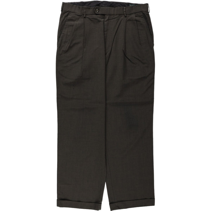 2000'S Dockers Premium Two-Pleat Poly/Wool Pants, Men's Size W35 (approx.) polyester Khaki type Vintage Second Hand