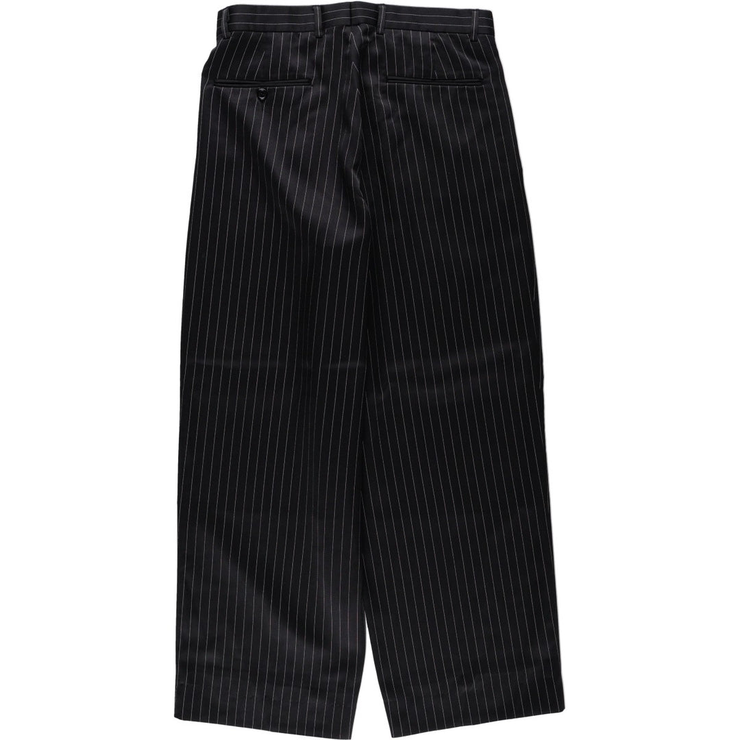 MIDTOWN MAN Stripe Pattern Two-Pleat Slacks Pants Men's W32 (approx.) polyester black type Vintage Second Hand