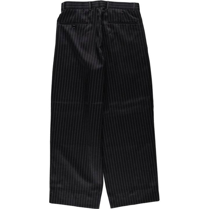 MIDTOWN MAN Stripe Pattern Two-Pleat Slacks Pants Men's W32 (approx.) polyester black type Vintage Second Hand