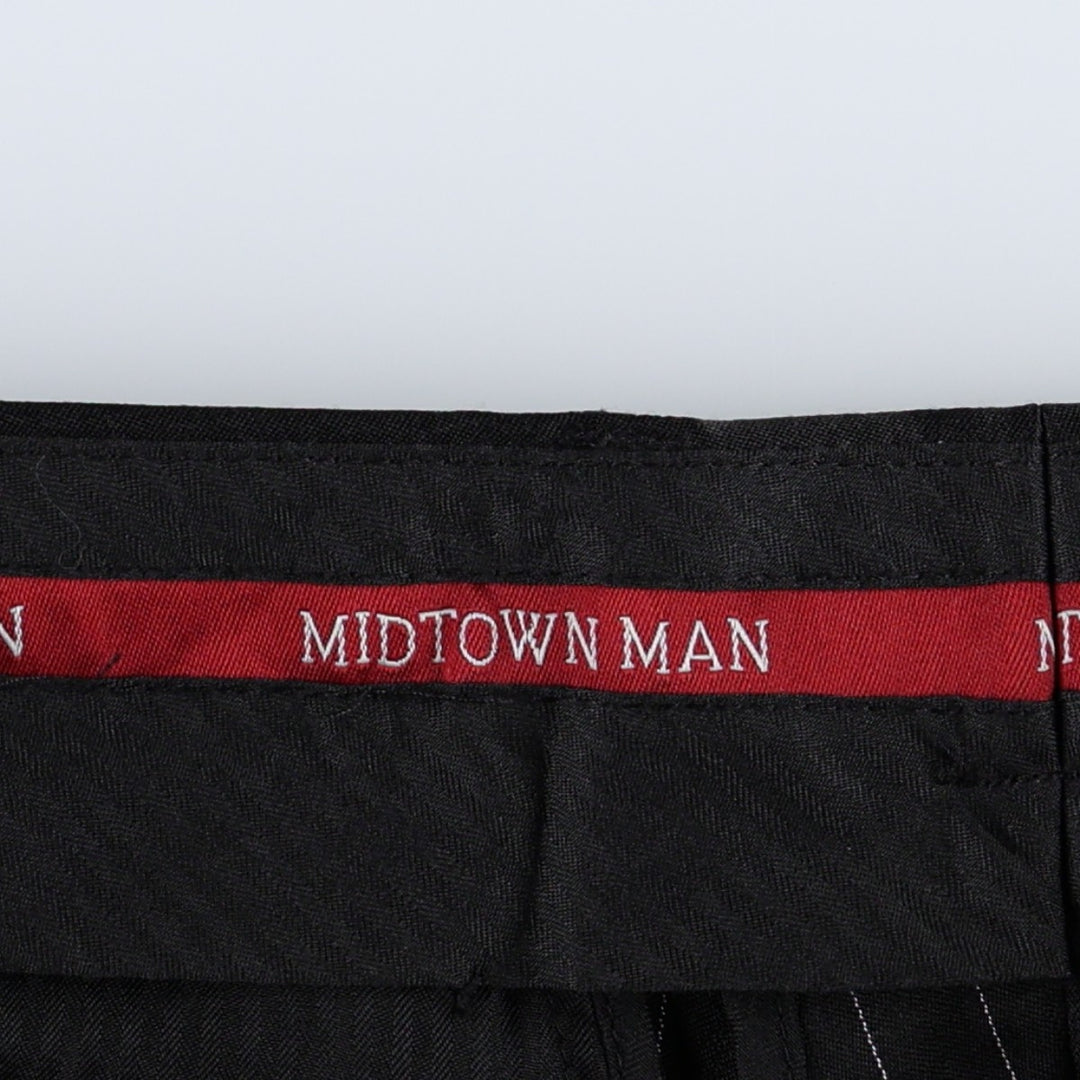 MIDTOWN MAN Stripe Pattern Two-Pleat Slacks Pants Men's W32 (approx.) polyester black type Vintage Second Hand