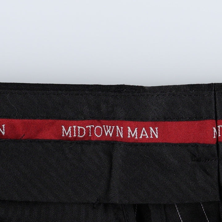 MIDTOWN MAN Stripe Pattern Two-Pleat Slacks Pants Men's W32 (approx.) polyester black type Vintage Second Hand