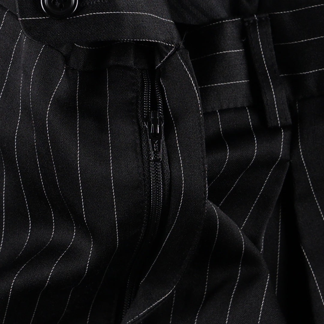 MIDTOWN MAN Stripe Pattern Two-Pleat Slacks Pants Men's W32 (approx.) polyester black type Vintage Second Hand
