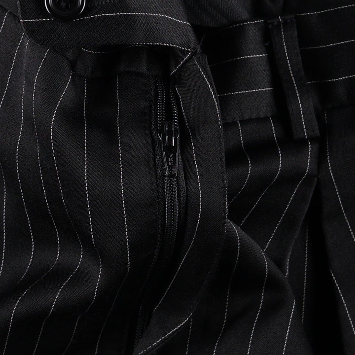 MIDTOWN MAN Stripe Pattern Two-Pleat Slacks Pants Men's W32 (approx.) polyester black type Vintage Second Hand