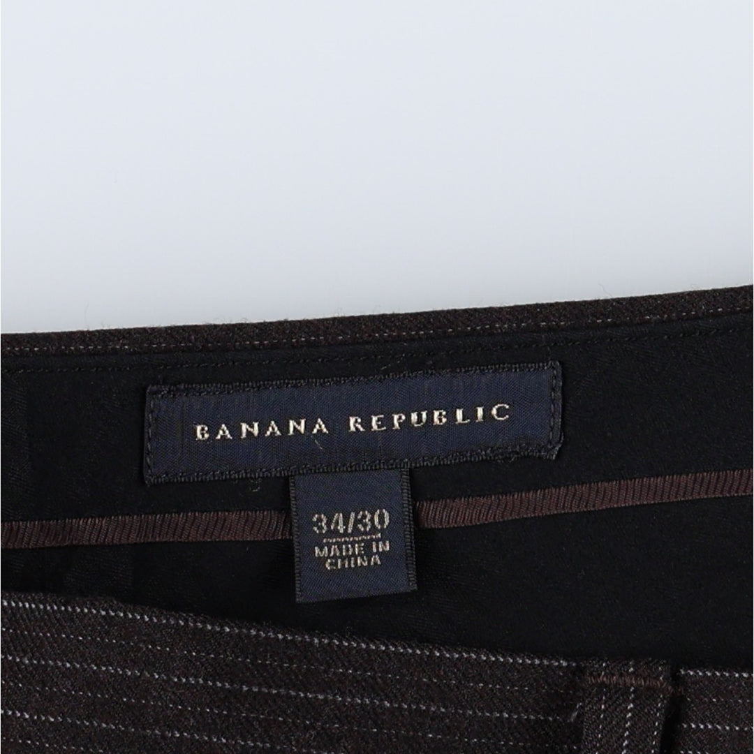 2000'S Banana Republic Stripe Pattern Wool Pants/Slacks, Men's W35 (approx.) wool black type Vintage Second Hand
