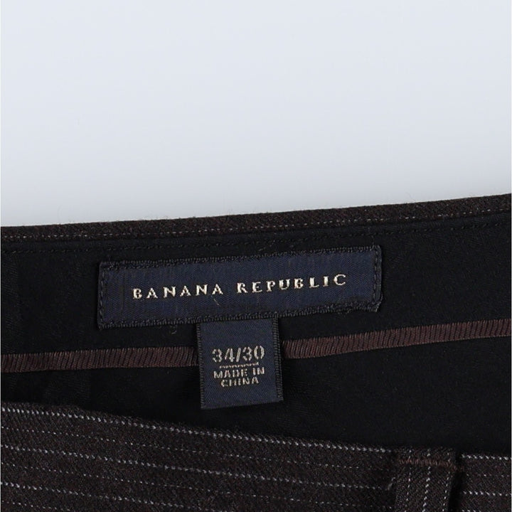 2000'S Banana Republic Stripe Pattern Wool Pants/Slacks, Men's W35 (approx.) wool black type Vintage Second Hand