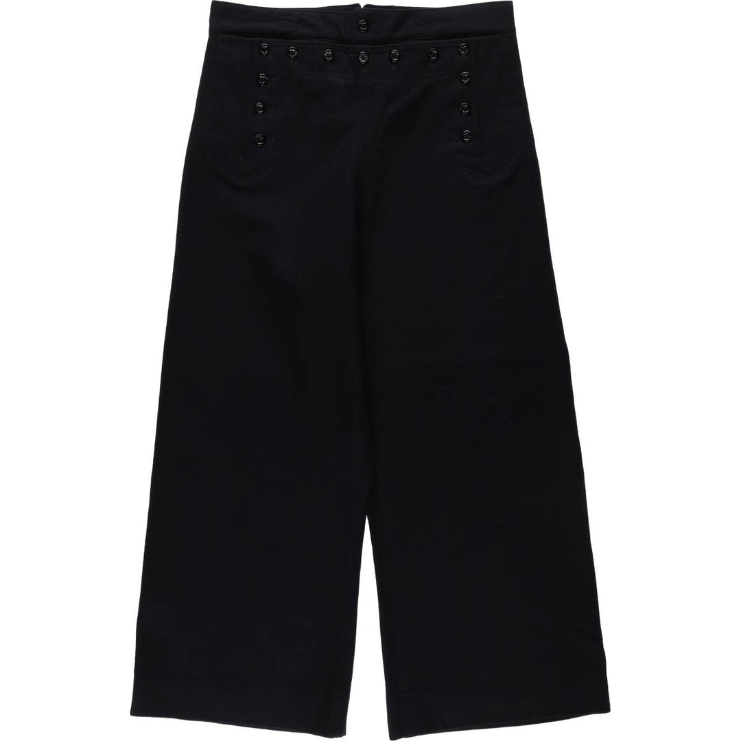 1970'S US Navy Lace-Up Sailor Pants, Made in USA, Size 34L (Men's W34 equivalent), Vintage wool navy blue type Vintage Second Hand
