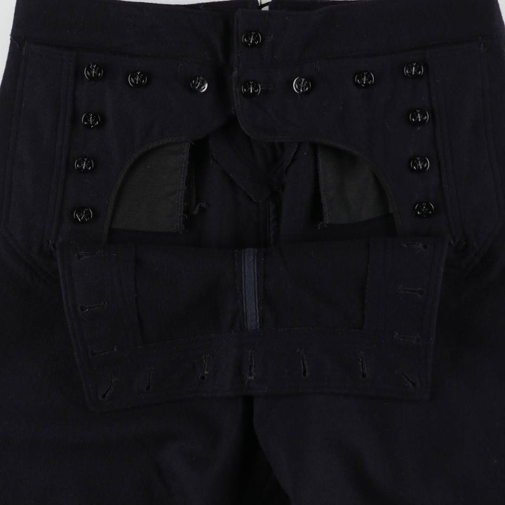 1970'S US Navy Lace-Up Sailor Pants, Made in USA, Size 34L (Men's W34 equivalent), Vintage wool navy blue type Vintage Second Hand