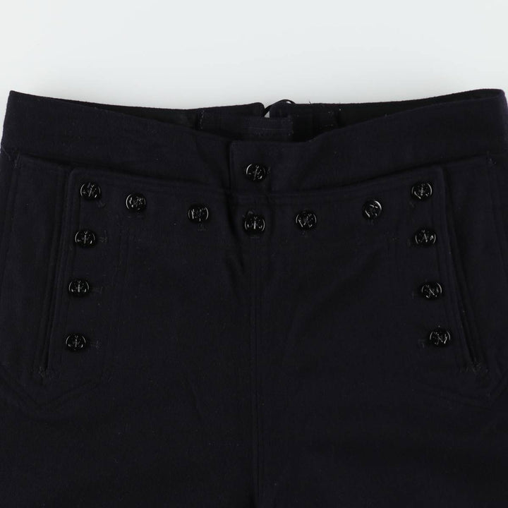 1970'S US Navy Lace-Up Sailor Pants, Made in USA, Size 34L (Men's W34 equivalent), Vintage wool navy blue type Vintage Second Hand