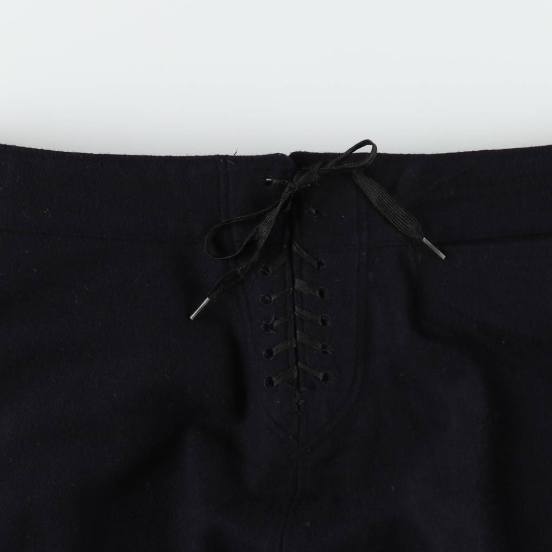 1970'S US Navy Lace-Up Sailor Pants, Made in USA, Size 34L (Men's W34 equivalent), Vintage wool navy blue type Vintage Second Hand