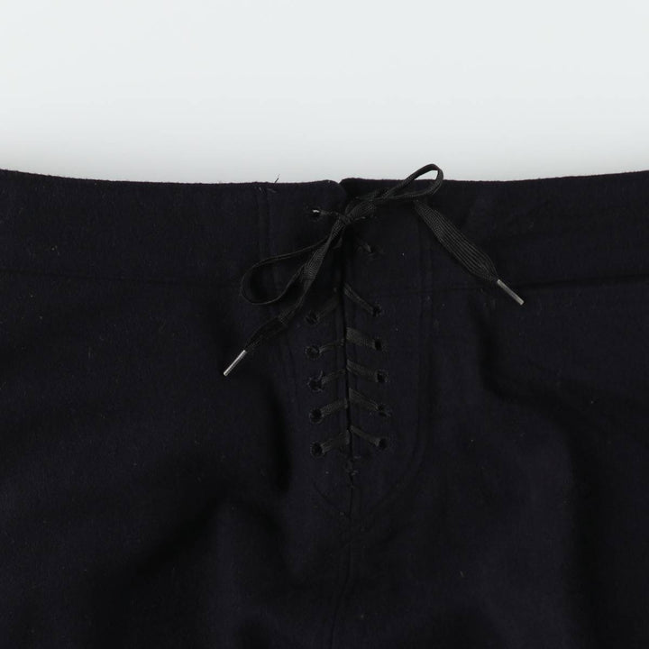 1970'S US Navy Lace-Up Sailor Pants, Made in USA, Size 34L (Men's W34 equivalent), Vintage wool navy blue type Vintage Second Hand