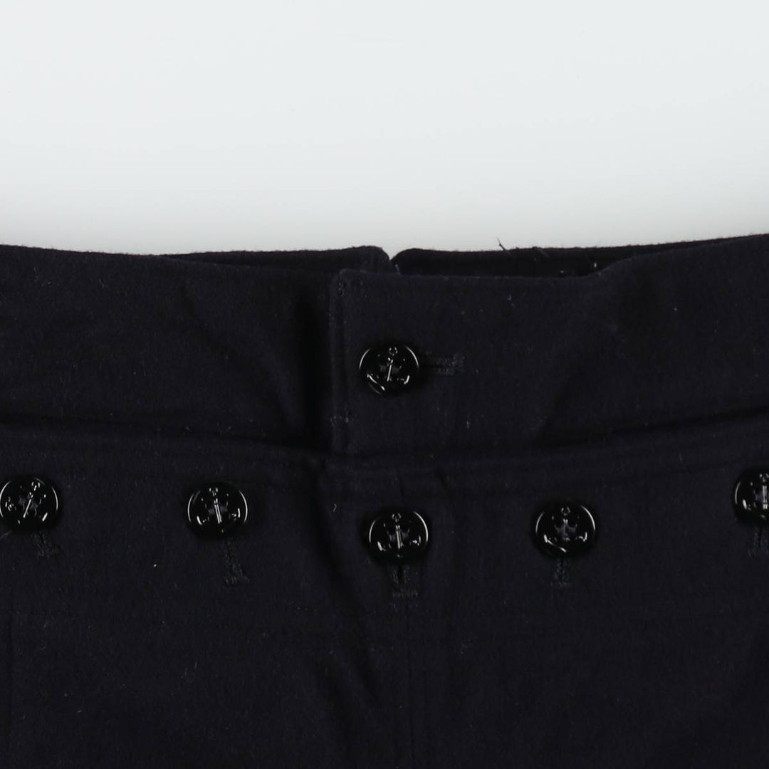 1970'S US Navy Lace-Up Sailor Pants, Made in USA, Size 34L (Men's W34 equivalent), Vintage wool navy blue type Vintage Second Hand