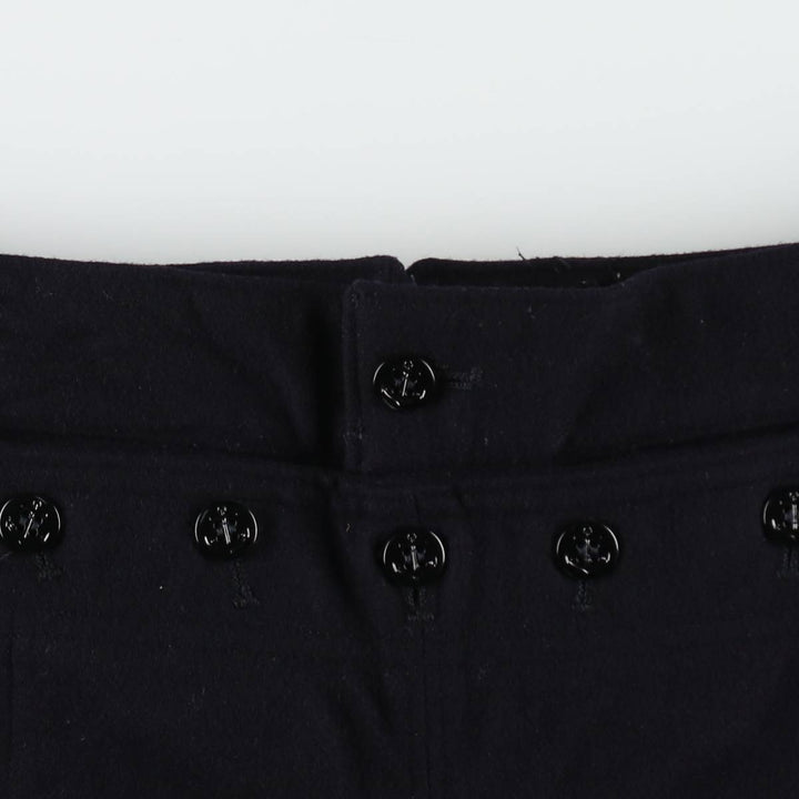 1970'S US Navy Lace-Up Sailor Pants, Made in USA, Size 34L (Men's W34 equivalent), Vintage wool navy blue type Vintage Second Hand