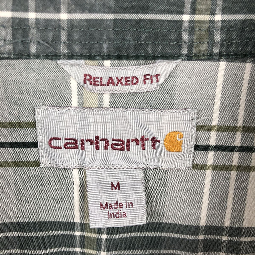 Carhartt Relaxed Fit Check Pattern Long Sleeve Button Down Work Shirt, Men's Medium cotton green type Vintage Second Hand