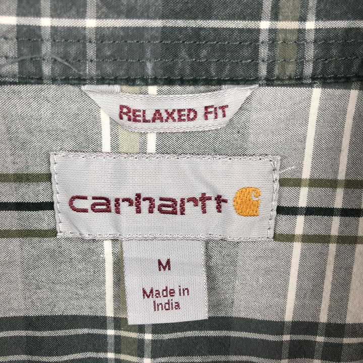 Carhartt Relaxed Fit Check Pattern Long Sleeve Button Down Work Shirt, Men's Medium cotton green type Vintage Second Hand