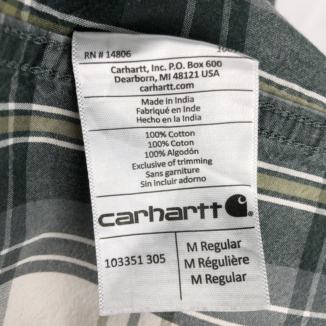 Carhartt Relaxed Fit Check Pattern Long Sleeve Button Down Work Shirt, Men's Medium cotton green type Vintage Second Hand