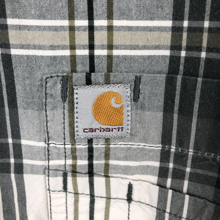 Carhartt Relaxed Fit Check Pattern Long Sleeve Button Down Work Shirt, Men's Medium cotton green type Vintage Second Hand