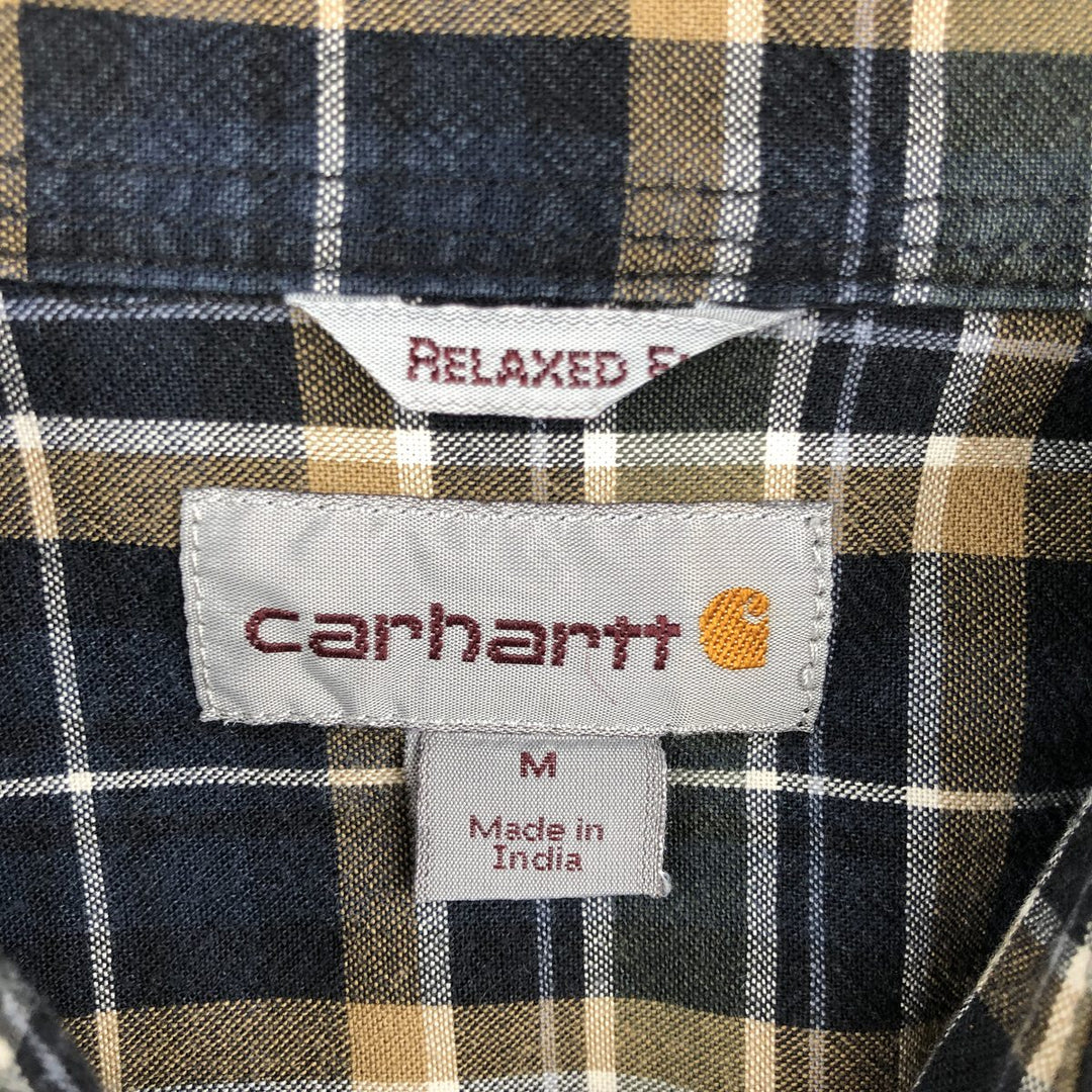 Carhartt Relaxed Fit Check Pattern Long Sleeve Button Down Work Shirt, Men's Medium cotton Green type dark green Vintage Second Hand