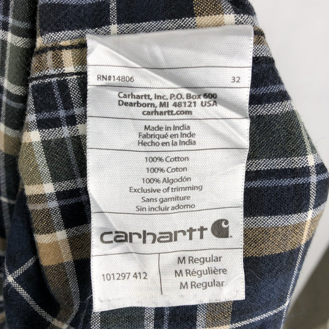 Carhartt Relaxed Fit Check Pattern Long Sleeve Button Down Work Shirt, Men's Medium cotton Green type dark green Vintage Second Hand